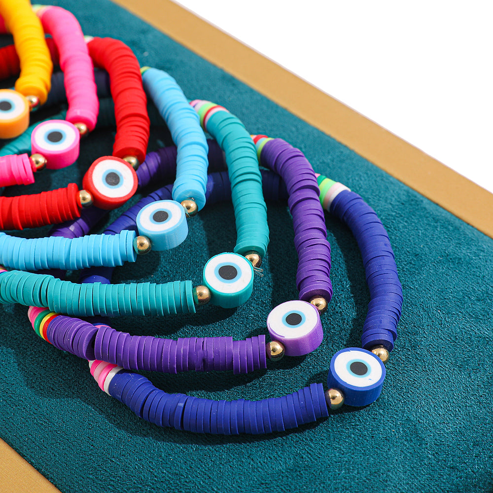 Boho Colorful Boho Polymer Clay Bracelet Set