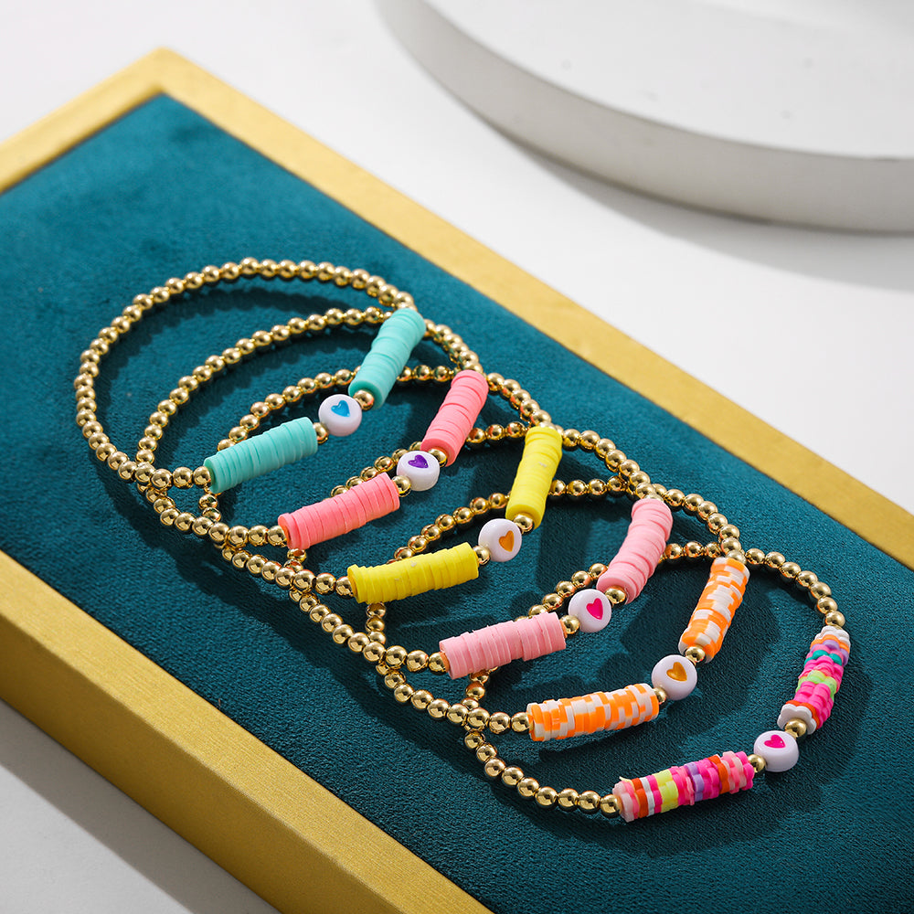Boho Colorful Boho Polymer Clay Bracelet Set