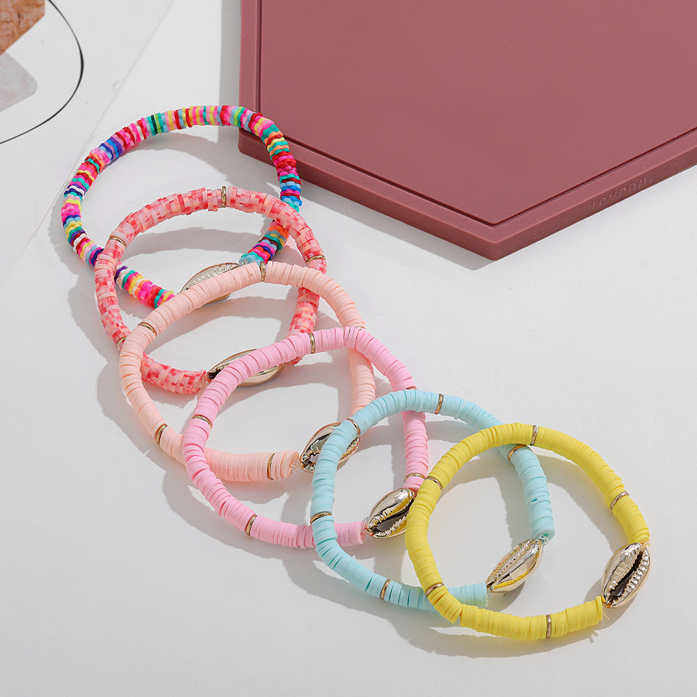 Boho Colorful Boho Polymer Clay Bracelet Set