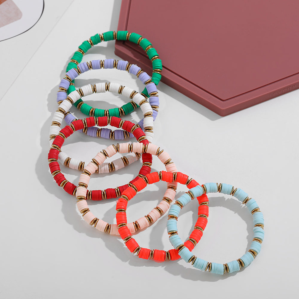 Boho Colorful Boho Polymer Clay Bracelet Set