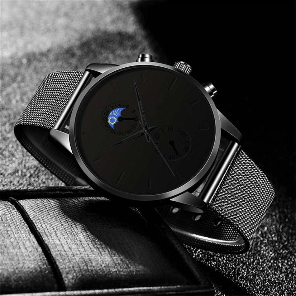 Luxury Classic Black Stainless Steel Mesh Belt Quartz Wrist Watch