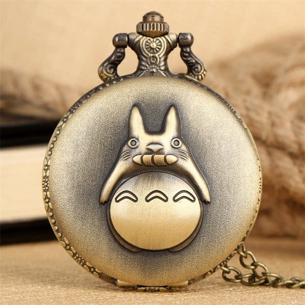 Reloj de bolsillo de cuarzo de bronce con colgante de anime japonés vintage
