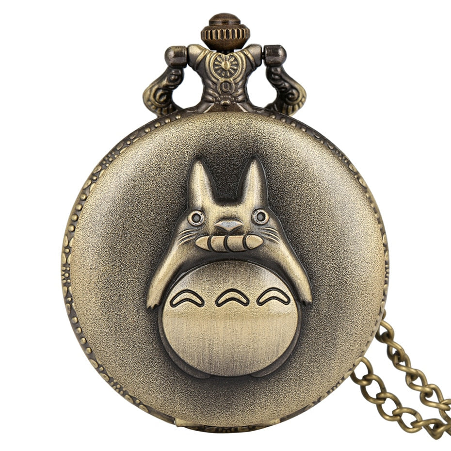 Vintage Japanese Anime Pendant Necklace Bronze Quartz Pocket Watch