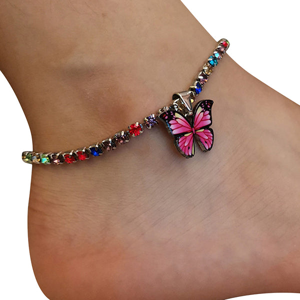 Tobilleras con cadena de diamantes de imitación geométricos bohemios