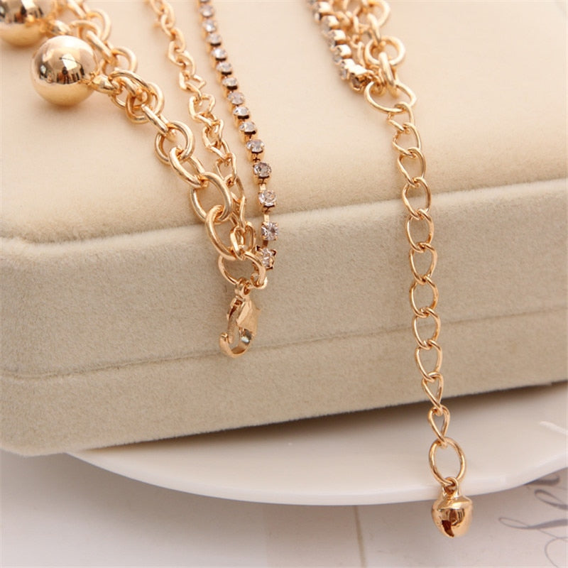 Mulitlayer Gold Color Chain Heart Bracelets & Bangles