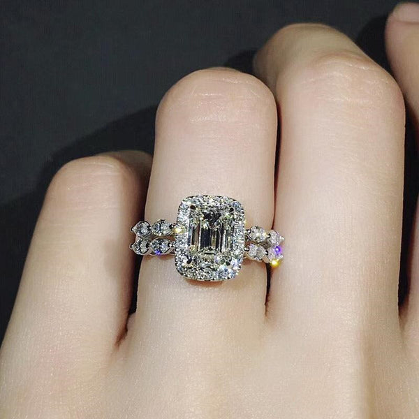 Anillos para mujer con circonita cúbica brillante, anillo de propuesta elegante