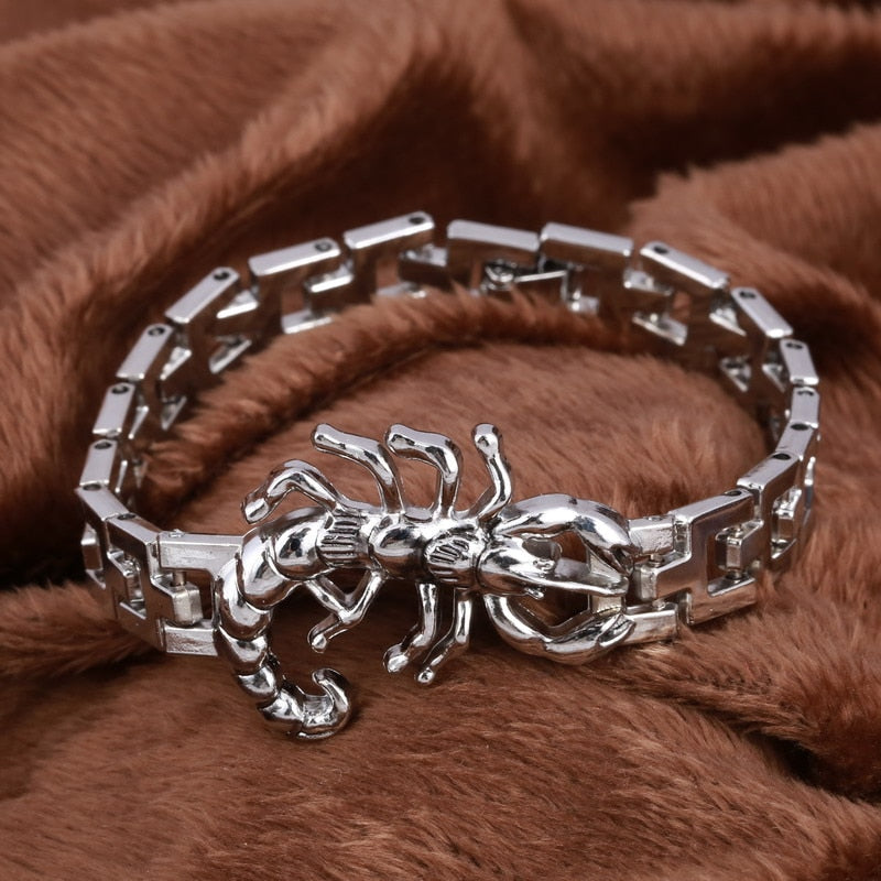 Silver Color Men's Skull charms Bracelet