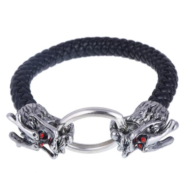 Silver Color Men's Skull charms Bracelet