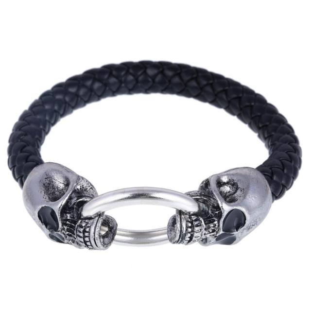 Silver Color Men's Skull charms Bracelet
