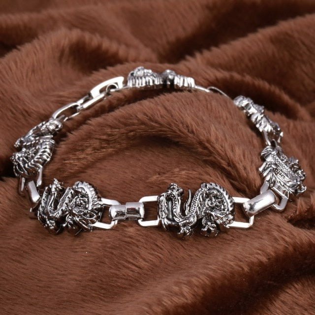Silver Color Men's Skull charms Bracelet