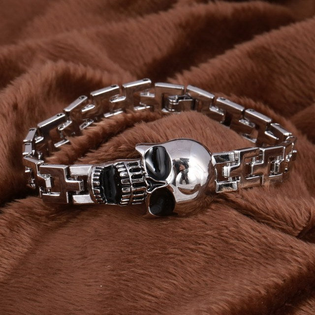 Silver Color Men's Skull charms Bracelet