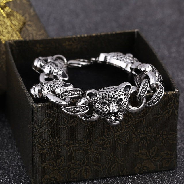 Silver Color Men's Skull charms Bracelet