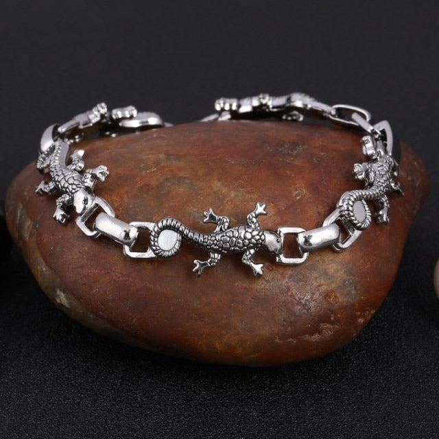Silver Color Men's Skull charms Bracelet