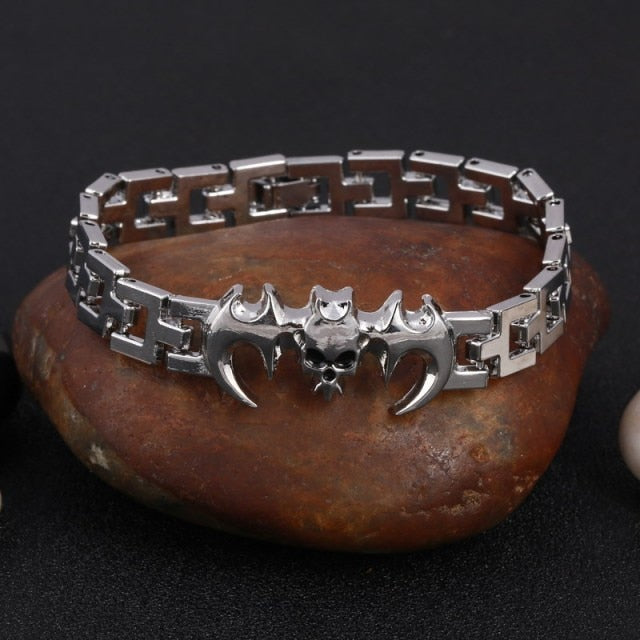 Silver Color Men's Skull charms Bracelet
