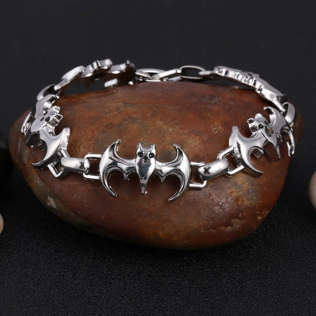 Silver Color Men's Skull charms Bracelet