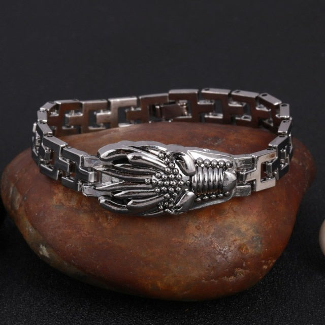 Silver Color Men's Skull charms Bracelet