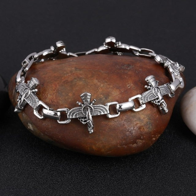 Silver Color Men's Skull charms Bracelet