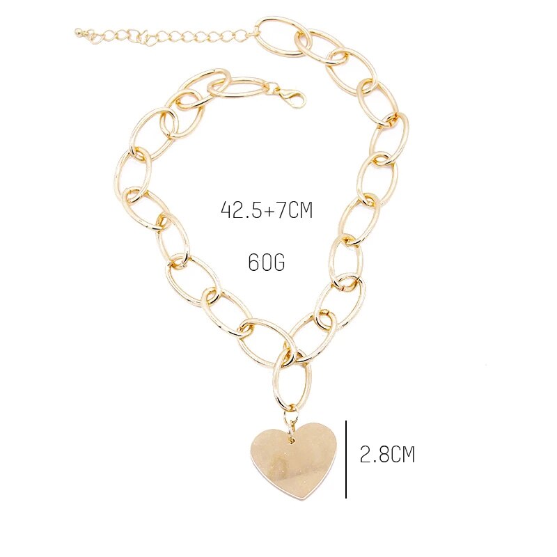 Fashion Big Heart Love Pendant Chain Choker Collar Necklace