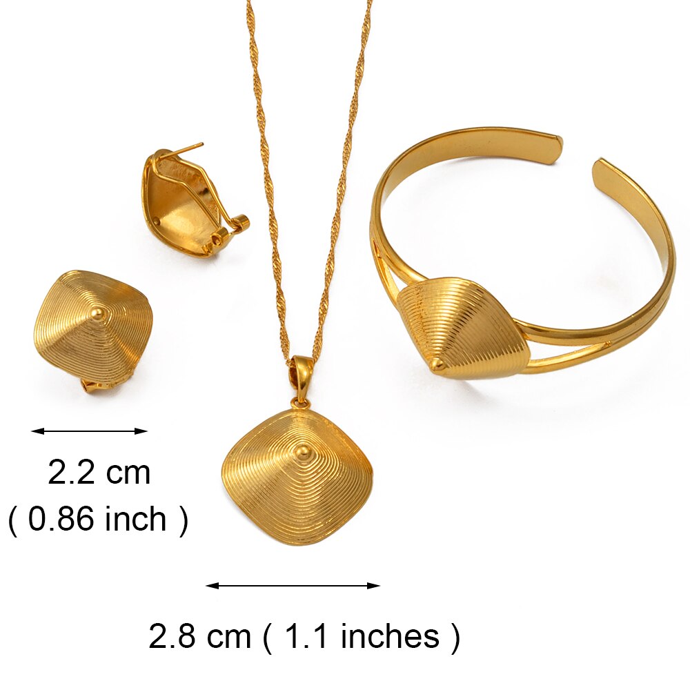 Necklace Earrings Bracelet Gold Color African Bridal sets