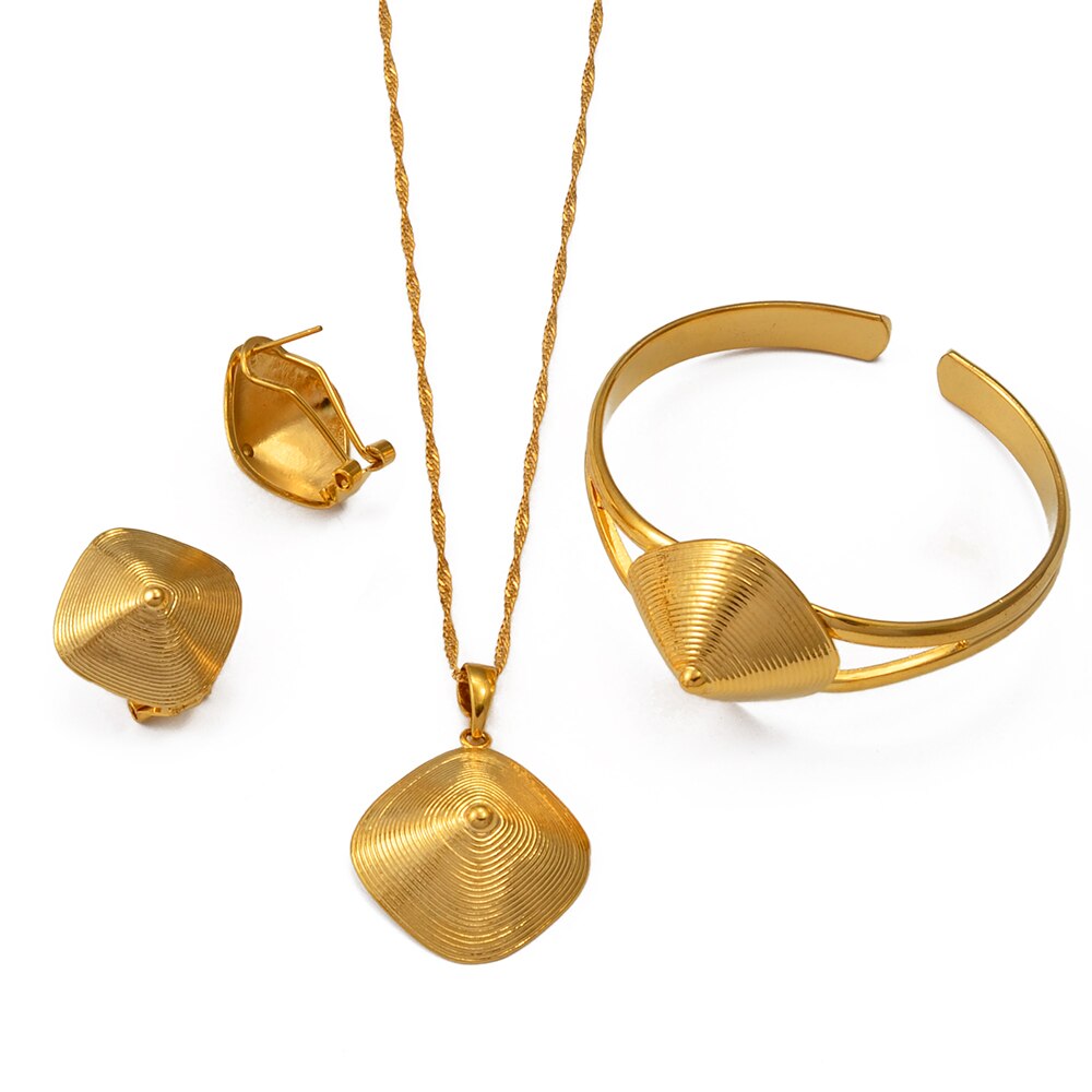 Necklace Earrings Bracelet Gold Color African Bridal sets