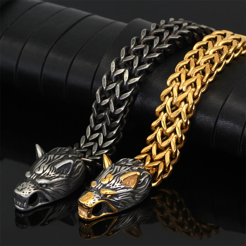 Punk Norse Viking Wolf Head Bracelets