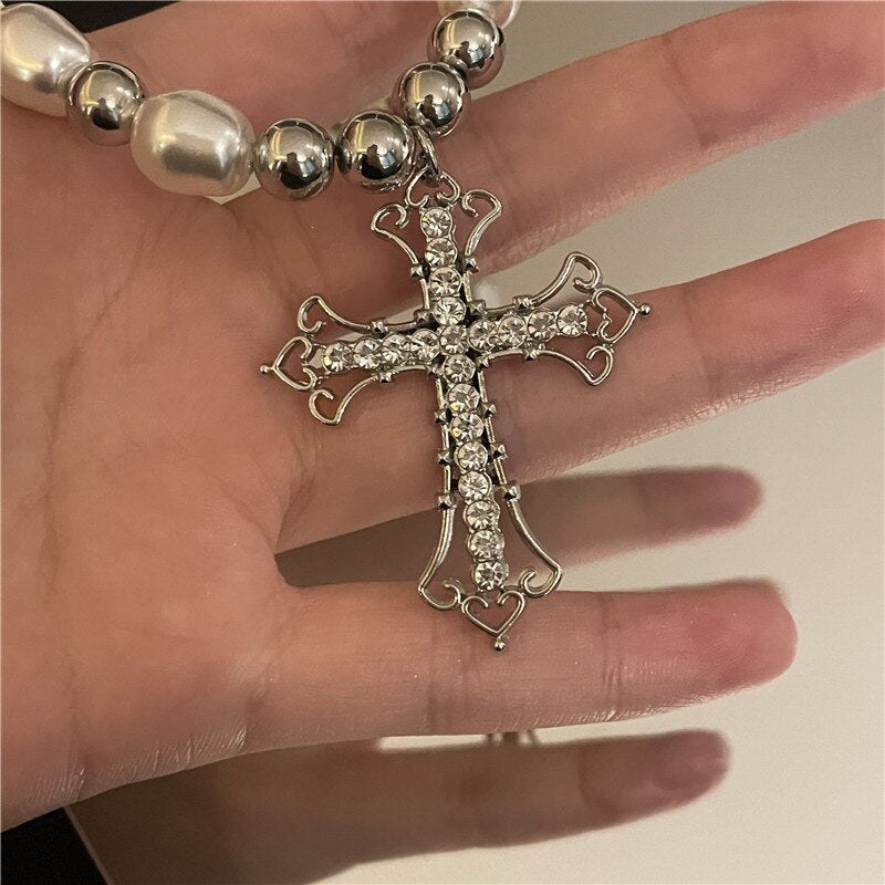 Vintage Minimalist Bling Cross Pendant Necklaces