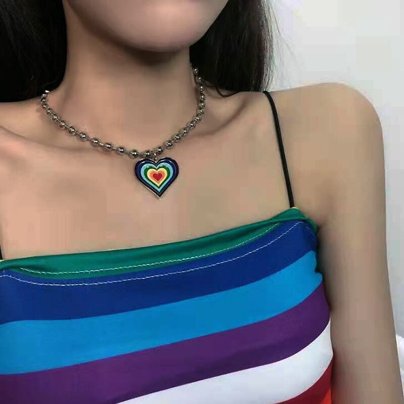 INS Style Colorful Yin Yang Mushroom Pendant Necklace