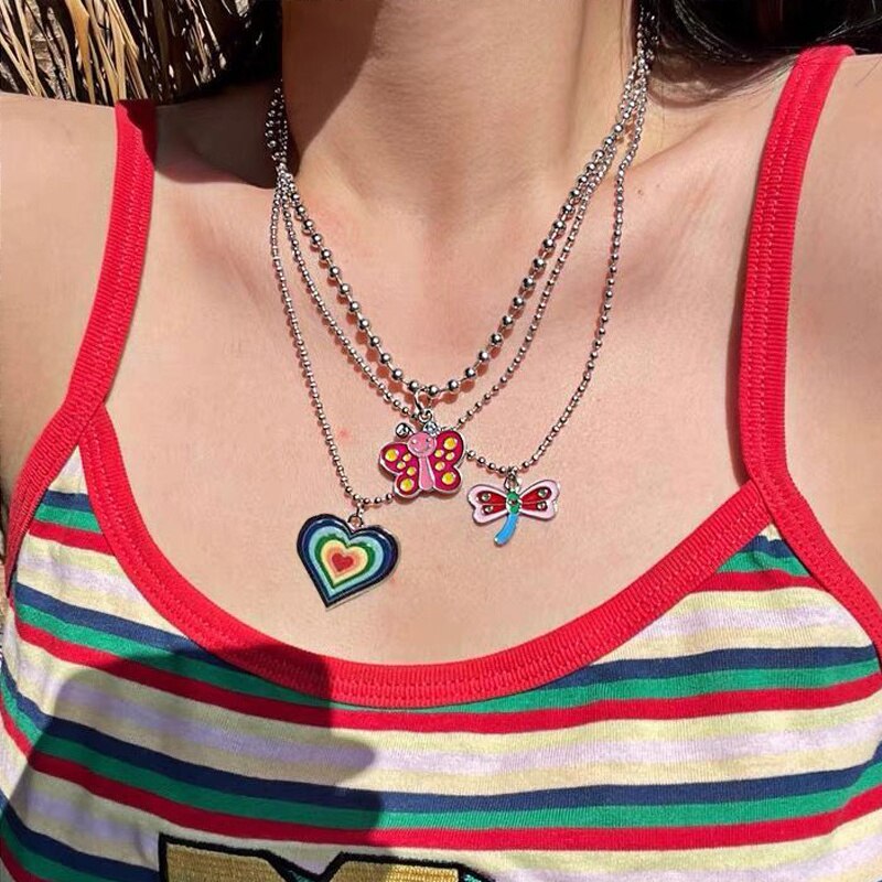 INS Style Colorful Yin Yang Mushroom Pendant Necklace