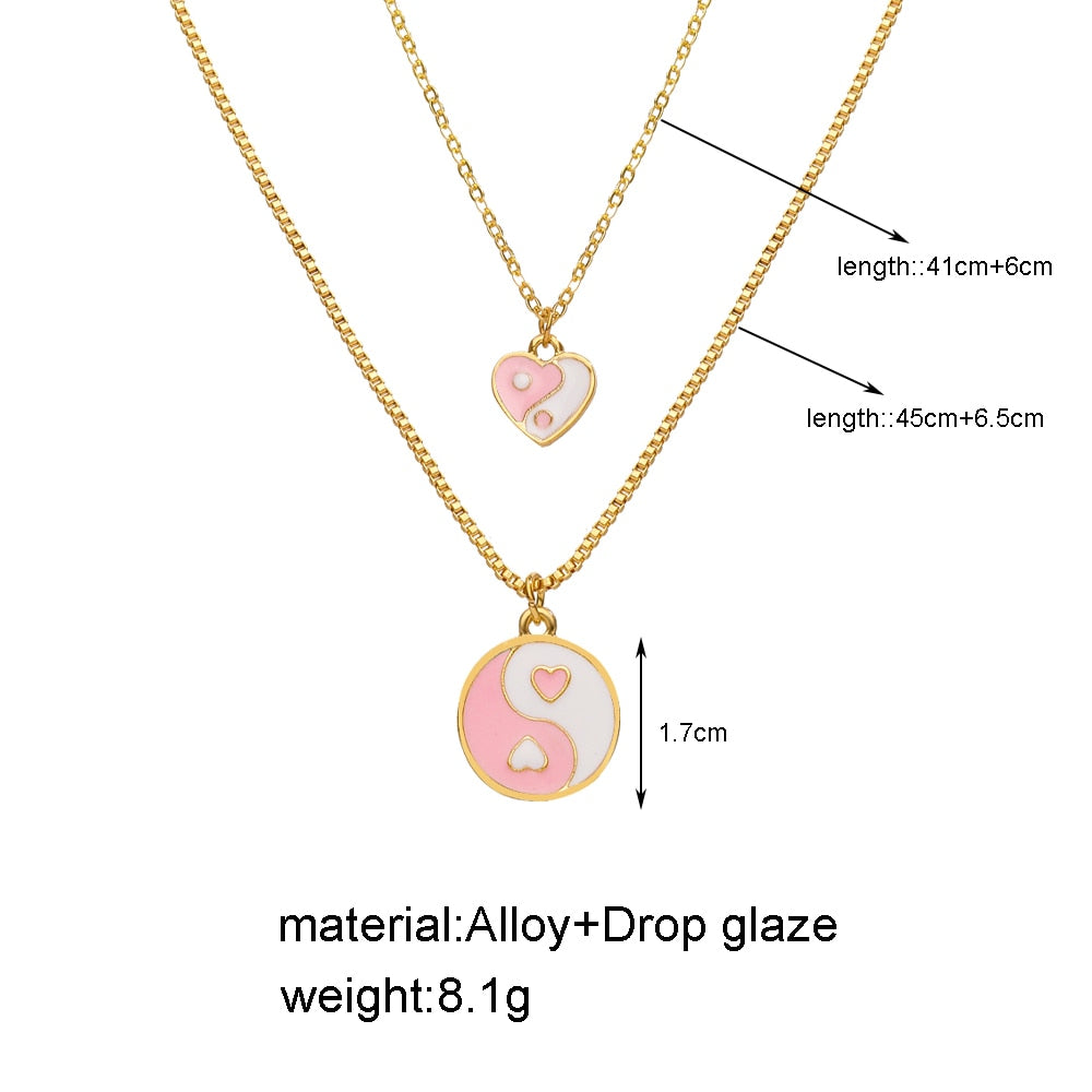 INS Style Colorful Yin Yang Mushroom Pendant Necklace