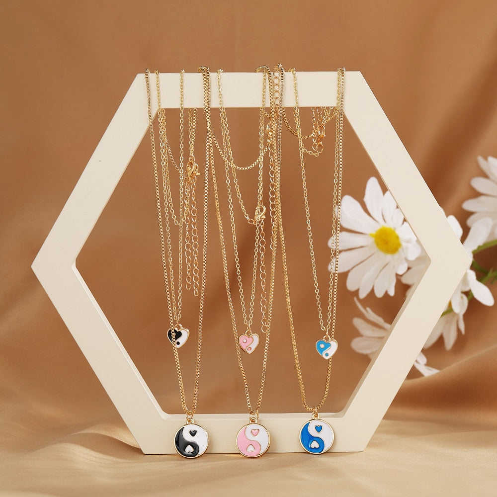 INS Style Colorful Yin Yang Mushroom Pendant Necklace