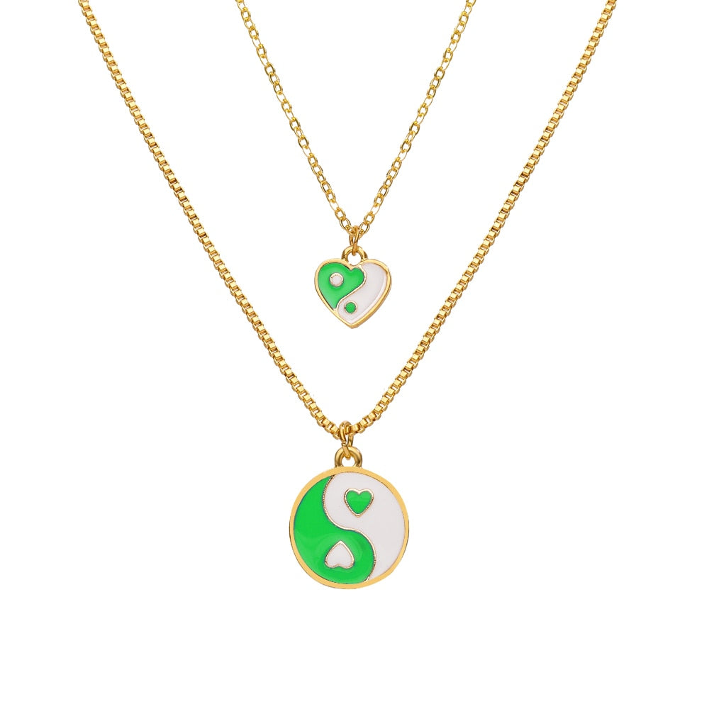 INS Style Colorful Yin Yang Mushroom Pendant Necklace