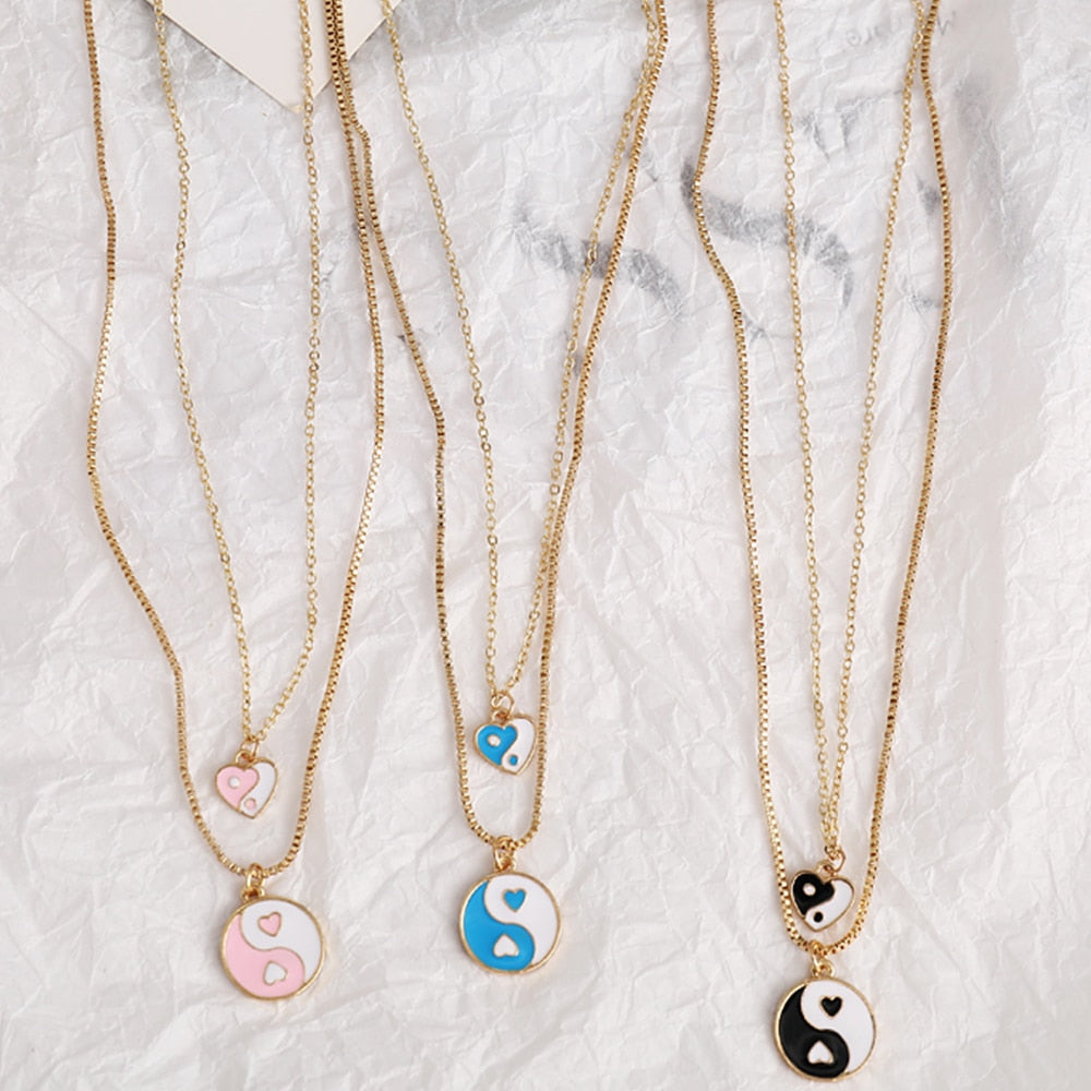 INS Style Colorful Yin Yang Mushroom Pendant Necklace