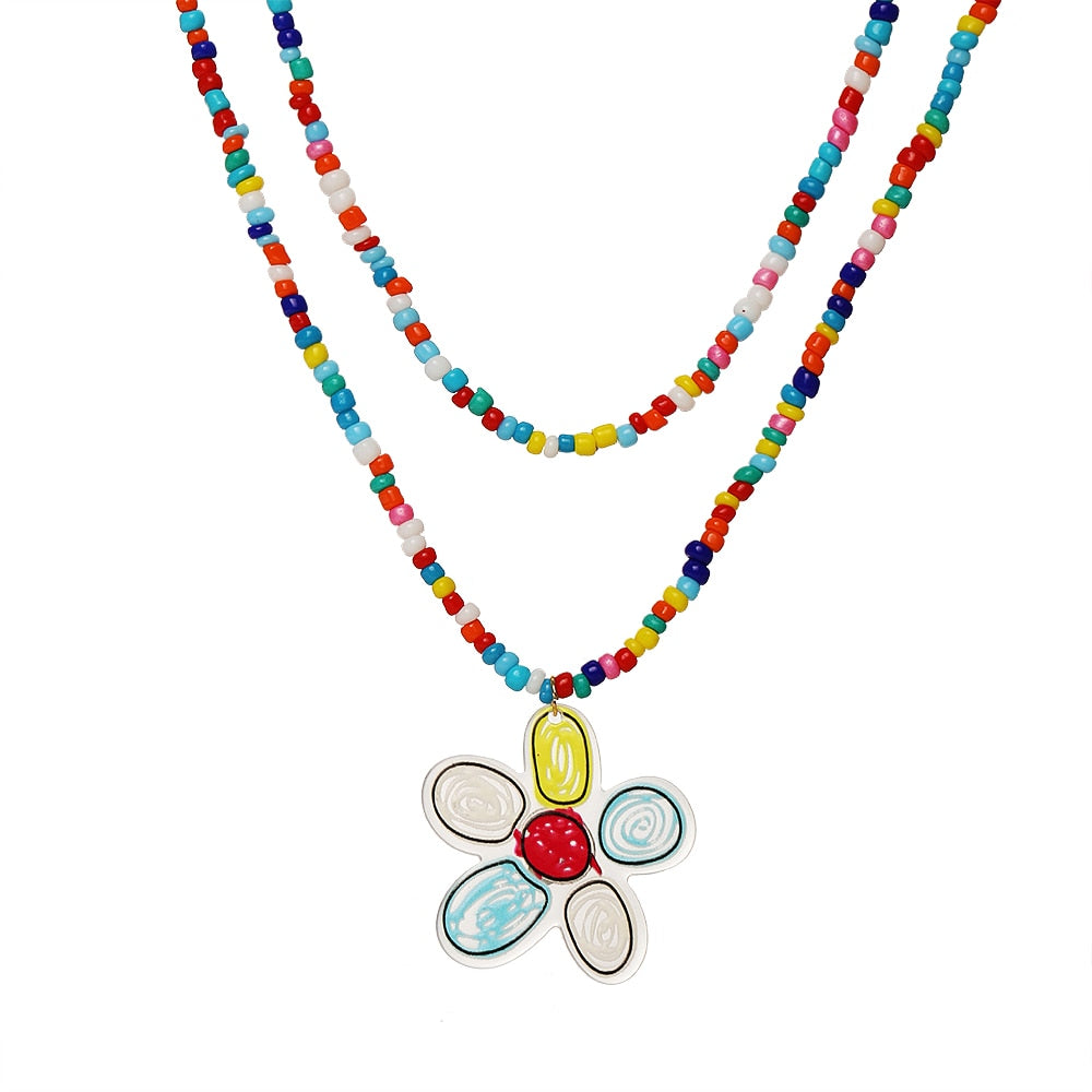 INS Style Colorful Yin Yang Mushroom Pendant Necklace