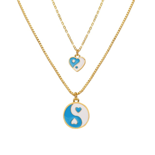 INS Style Colorful Yin Yang Mushroom Pendant Necklace