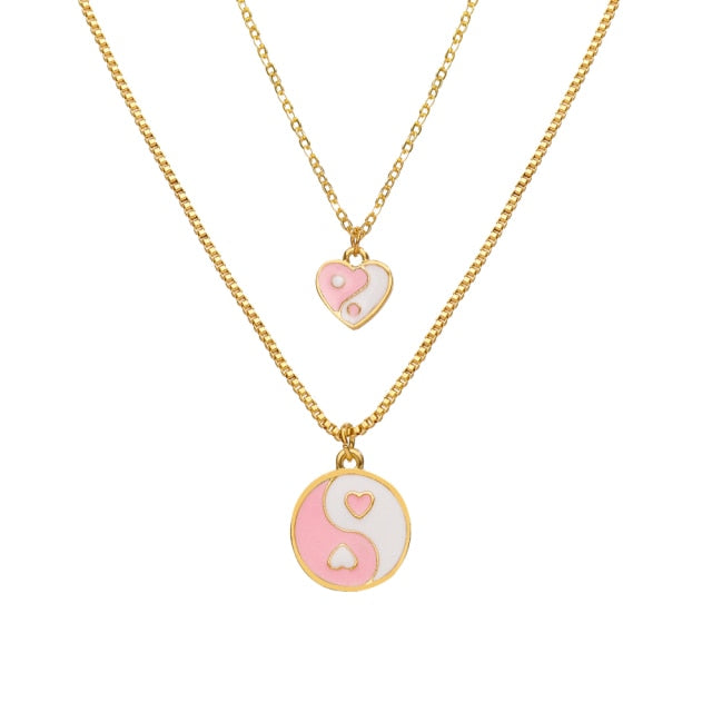 INS Style Colorful Yin Yang Mushroom Pendant Necklace