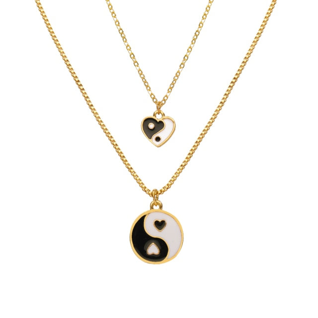INS Style Colorful Yin Yang Mushroom Pendant Necklace