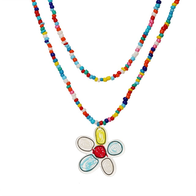 INS Style Colorful Yin Yang Mushroom Pendant Necklace