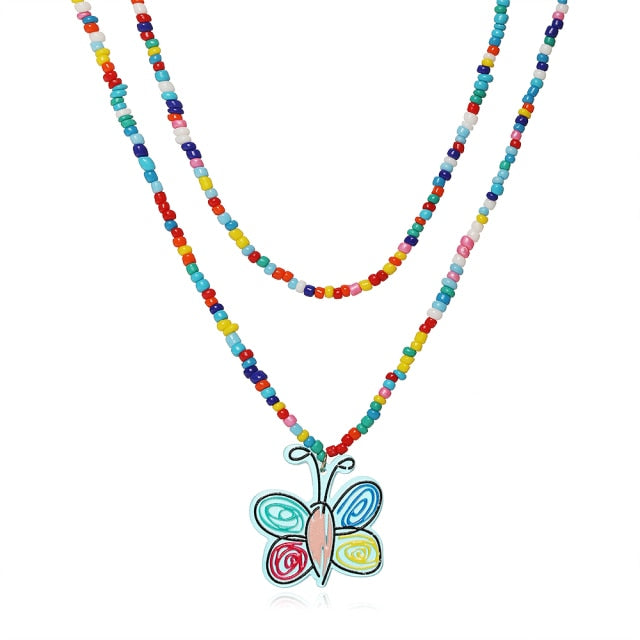 INS Style Colorful Yin Yang Mushroom Pendant Necklace