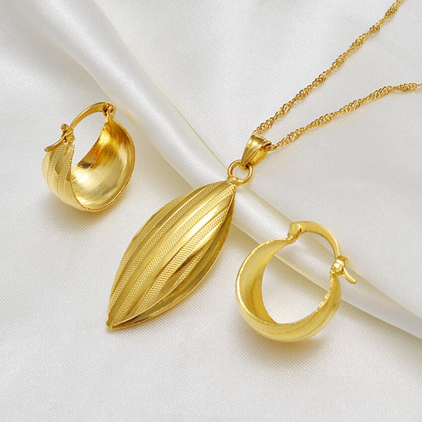 Conjunto etíope de joyería colgante, collar y pendientes