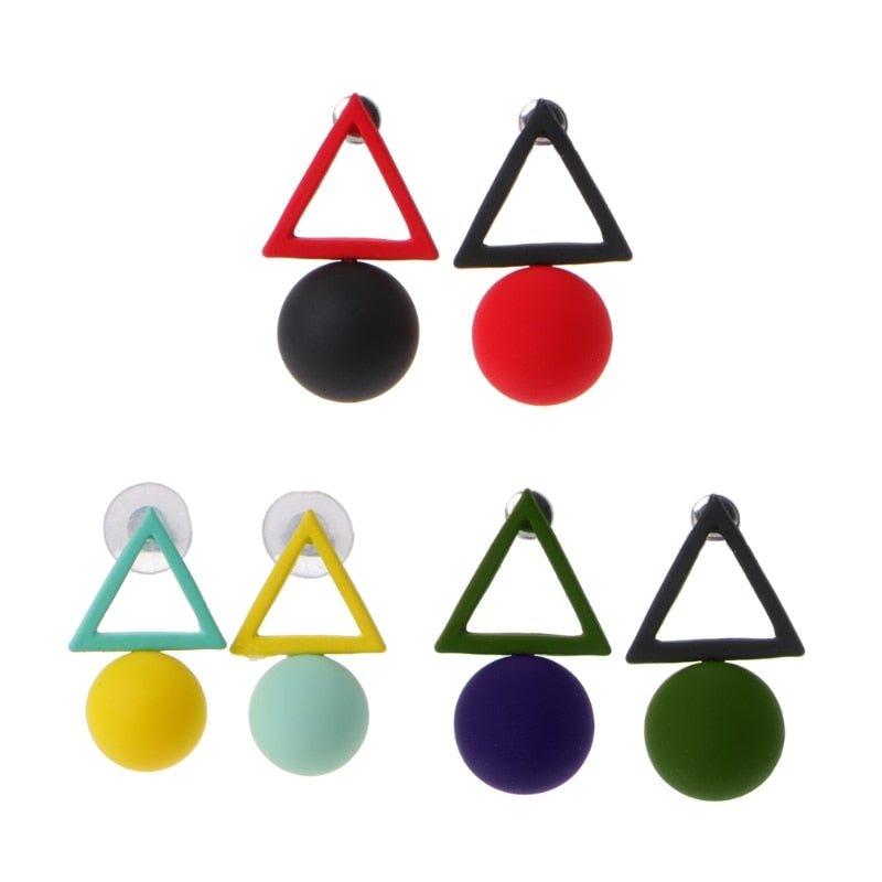 Long Acrylic Black White Triangle Studs Earrings