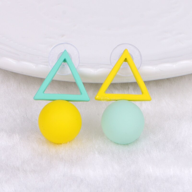 Long Acrylic Black White Triangle Studs Earrings