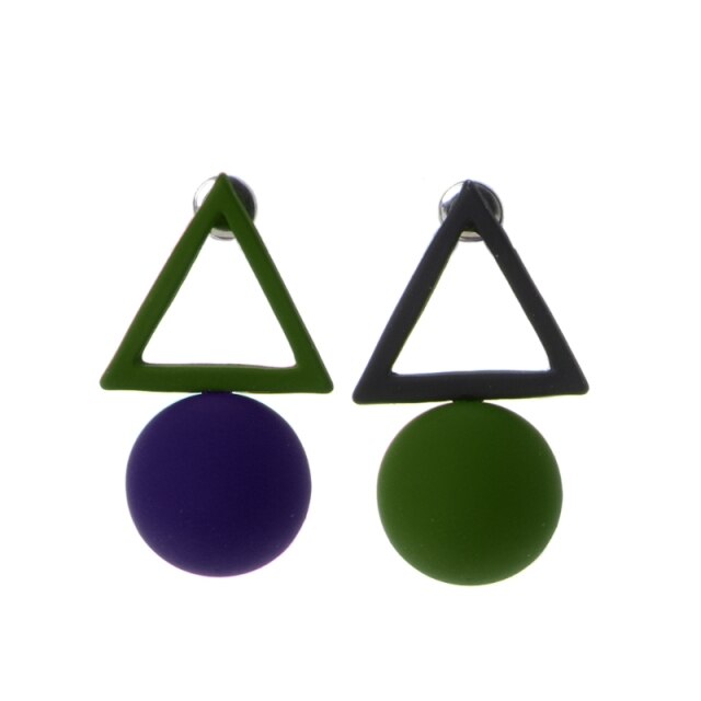 Long Acrylic Black White Triangle Studs Earrings