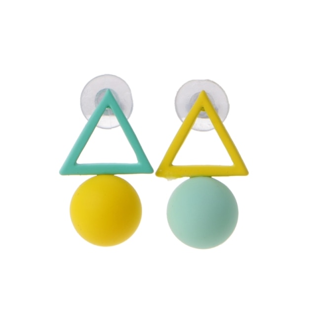 Long Acrylic Black White Triangle Studs Earrings