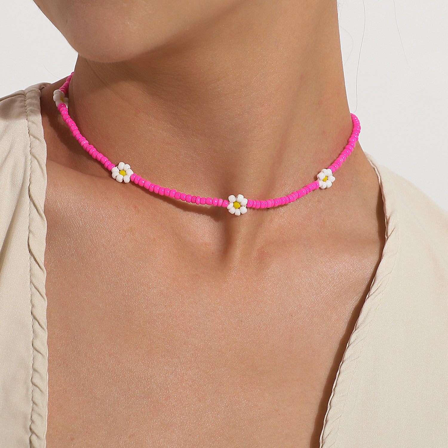 Colorful Beadeds Charm Statement Short Necklace