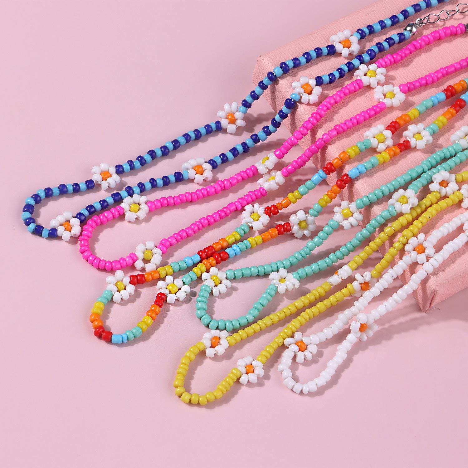 Colorful Beadeds Charm Statement Short Necklace