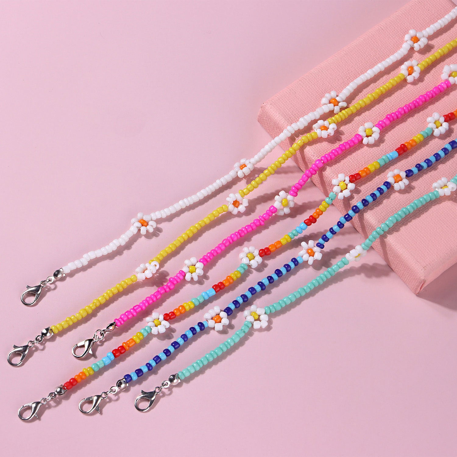 Colorful Beadeds Charm Statement Short Necklace