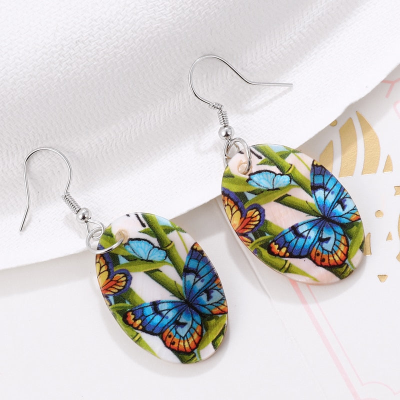 Leather Chain Enamel Shell Necklace Earrings Bracelet Jewelry Sets