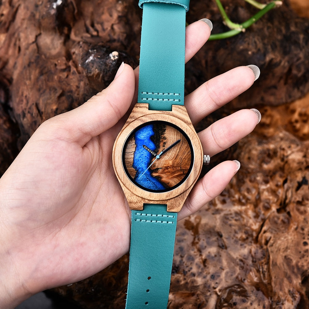 Unique Wooden Couple  Irregular Dial Watches