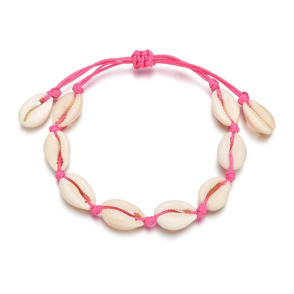 Pulsera ajustable de macramé bohemio con conchas marinas reales