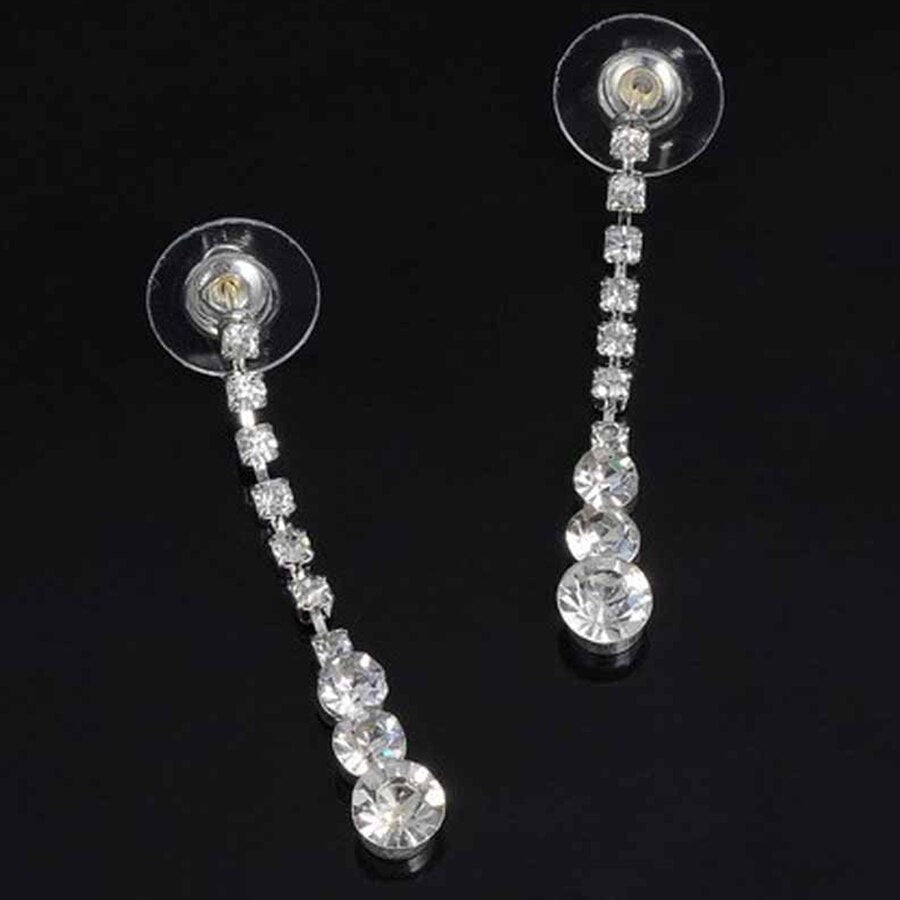 Silver Plated Crystal Earrings Necklace Sets